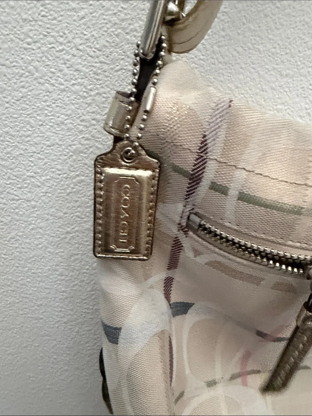 Y2K Coach Pastel Plaid Signature Canvas Hobo with Multicolor Accents